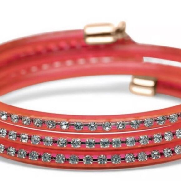 Marc By Marc Jacobs Knockout Pink Wrap Bracelet Rhinestones & Rose Gold Accent - Picture 2 of 2